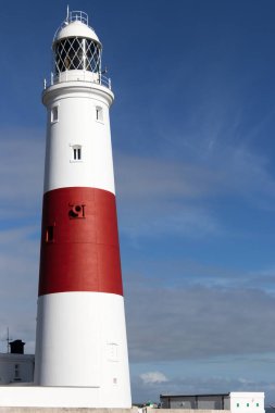 PORTLAND Bill, DORSET, İngiltere - 16 Şubat. Portland Bill Lighthouse 'un Dorset UK' deki Portland Adası manzarası 16 Şubat 2018