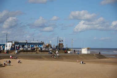 Mablethorpe, Hughnshire, İngiltere, 21 Eylül. 21 Eylül 2023 'te Mablethorpe, Hughnshire' daki sahil manzarası. Tanımlanamayan kişiler