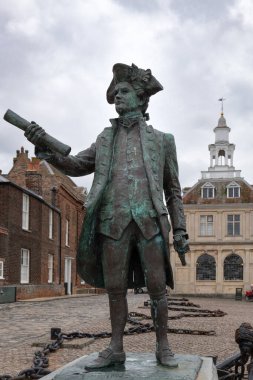 Kings LYNN, NORFOLK, İngiltere, 9 Temmuz. Kings Lynn, Norfolk, İngiltere 'de 9 Temmuz 2024' te Yüzbaşı George Vancouver 'ın Anıtı