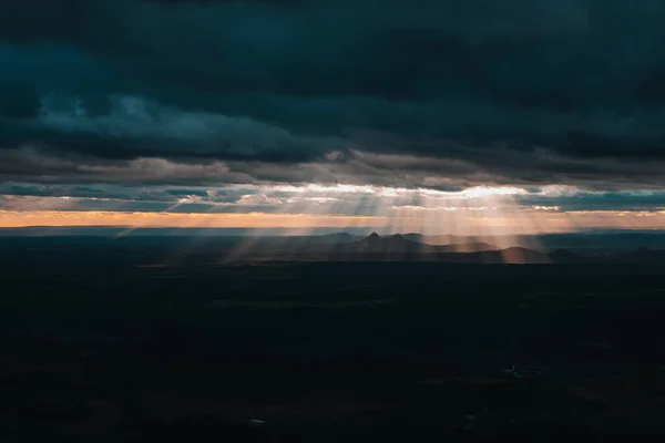 Light show of sun during cloudy weather in winter
