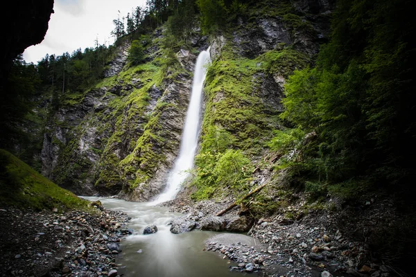 High Waterfall End Liechtenstein Gorge Austria — Stock Photo, Image