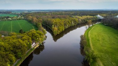 Confluence of river Elbe (Labe) and Cidlina near Podebrady, Czech Republic