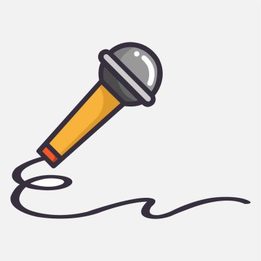 Kablolu mikrofon beyaz arka planda izole edilmiş. Şarkı söylemek için müzikal parça. EPS 10