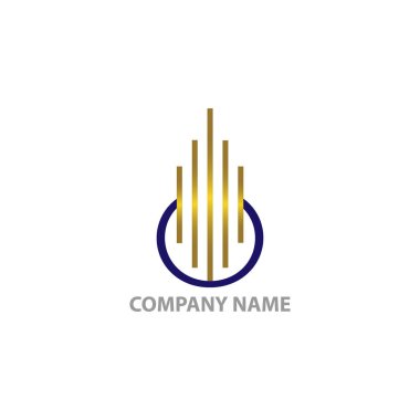 Doğrusal tarzda uzun bir gökdelenin soyut bir görüntüsü olan vektör logosu. EPS 10