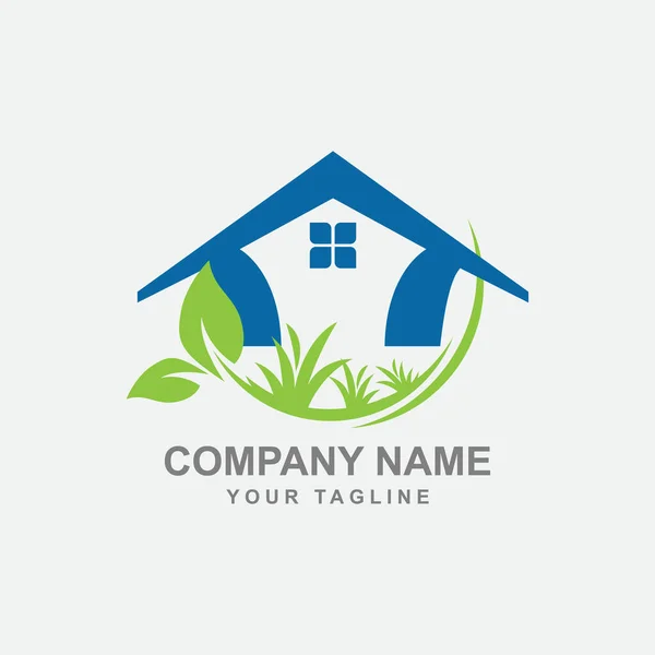 Home Przyroda Logo Projektuje Szablon Dom Połączony Liścią Eps — Wektor stockowy