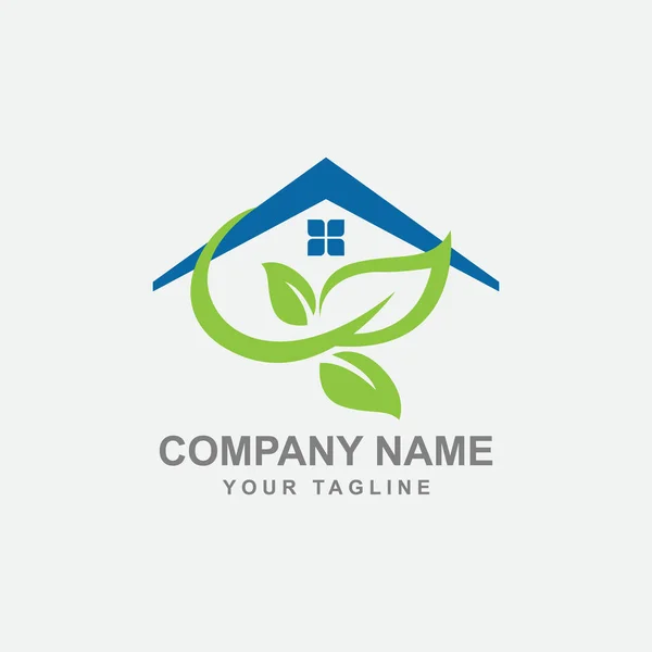 Domácí Příroda Logo Navrhuje Šablonu Dům Kombinaci Listem Eps — Stockový vektor