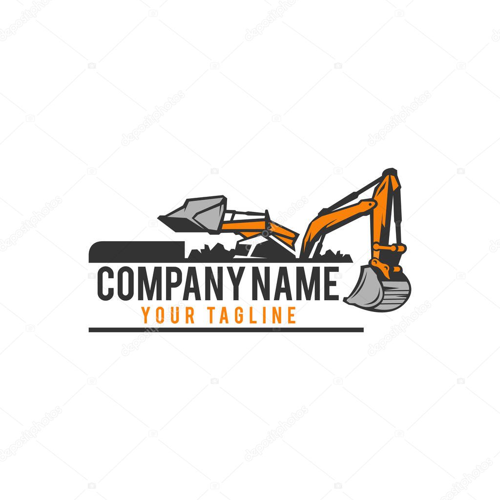 Creative excavator illustration for logo template.EPS 10