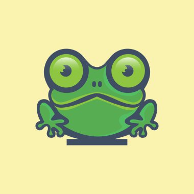 Şirin kurbağa gülüşü. karikatür hayvan doğası kavramı izole edilmiş illüstrasyon. Etiket Simgesi Tasarımı için Düz Biçim. EPS 10