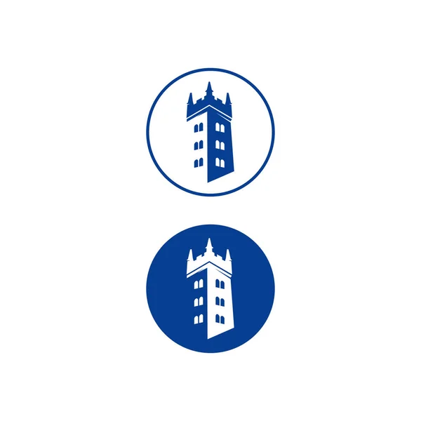 Jednoduché Vektorové Umělecké Logo Středověké Hradní Věže Kulatém Rámečku Eps — Stockový vektor