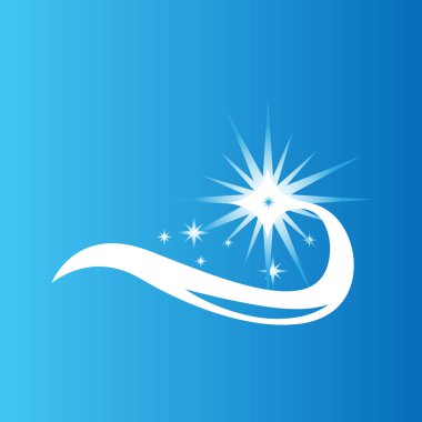 Kıvılcımlarla parıldıyor. Parlayan bir yıldız. Temizlik ve temizliğin sembolü. Şirket logosu. EPS 10