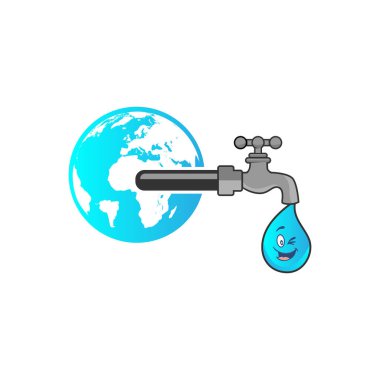 Dünya 'nın içindeki su küresini beyaz zemine yansıtan vektör çizimi. EPS 10