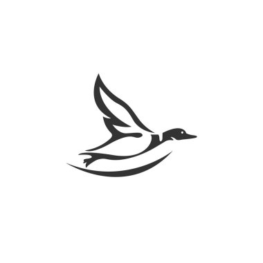 Beyaz arka planda uçan yaban ördeği tasarımı taşıyıcısı. Vahşi Hayvanlar. Kuş. Kolay düzenlenebilir vektör illüstrasyonu.