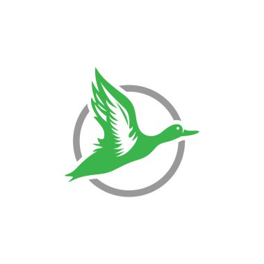 Beyaz arka planda uçan yaban ördeği tasarımı taşıyıcısı. Vahşi Hayvanlar. Kuş. Kolay düzenlenebilir vektör illüstrasyonu.