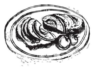  Vejetaryen yemeğinin bir örneği. Doğru yemeği ye. Beyaz bir arka planda izole edilmiş. Vegan tost.