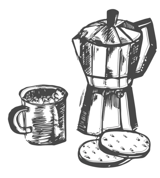 Кофе Напиток Ручной Работы Коллекции Рисунок Графических Элементов Дизайна Меню — стоковый вектор