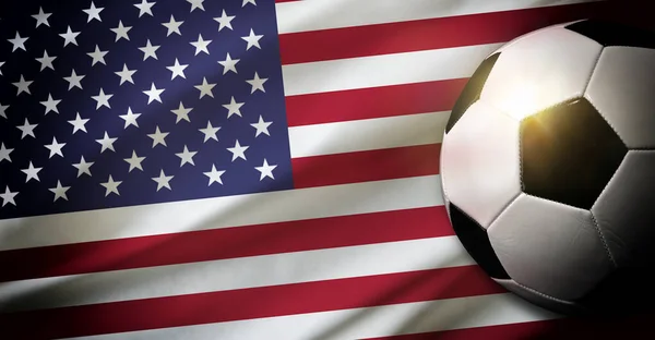 Komposisi Tim Nasional Amerika Serikat Dengan Bola Klasik Rumput Dan — Stok Foto