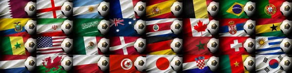 2022 Dünya Futbol Kupası Katılmaya Hak Kazanan Takımların Arkaplan Koleksiyonu — Stok fotoğraf