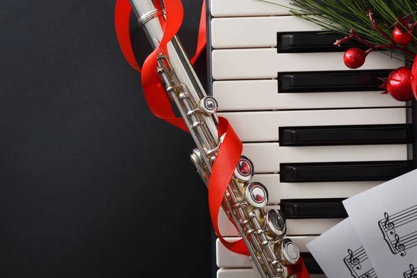 Concept Concert Musical Noël Avec Détail Piano Flûte Traversière Avec — Photo