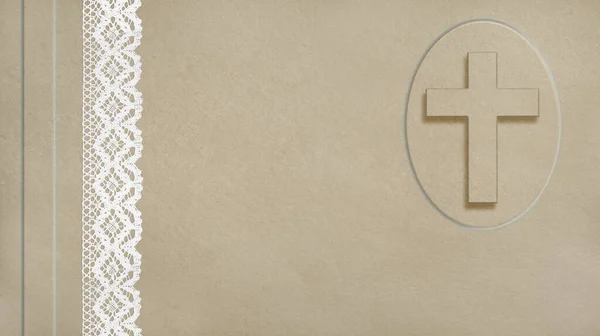 Religiöser Hintergrund Mit Kreuz Gemalt Auf Einem Oval Auf Einem — Stockfoto