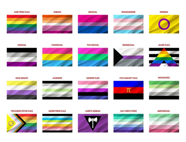 Сборник Иллюстраций Флагов Волнистым Эффектом Связанным Сексуальным Гендерным Разнообразием — стоковое фото