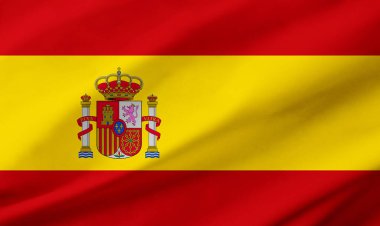 İspanya bayrağının arkaplan ayrıntıları, el sallayan kumaş dokusu ile tüm çerçeveyi işgal ediyor.