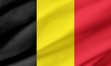 Belçika bayrağının arkaplan ayrıntıları, el sallayan kumaş dokusu ile tüm çerçeveyi işgal ediyor..
