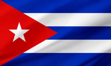 Kuba bayrağının arkaplan ayrıntıları, el sallayan kumaş dokusu ile tüm çerçeveyi işgal ediyor.
