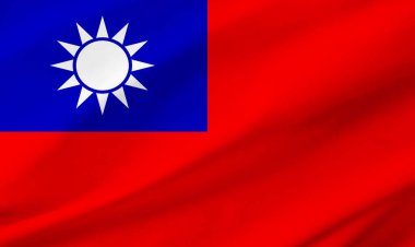 Tayvan bayrağının arkaplan ayrıntıları, el sallayan kumaş dokusu ile tüm çerçeveyi işgal ediyor.