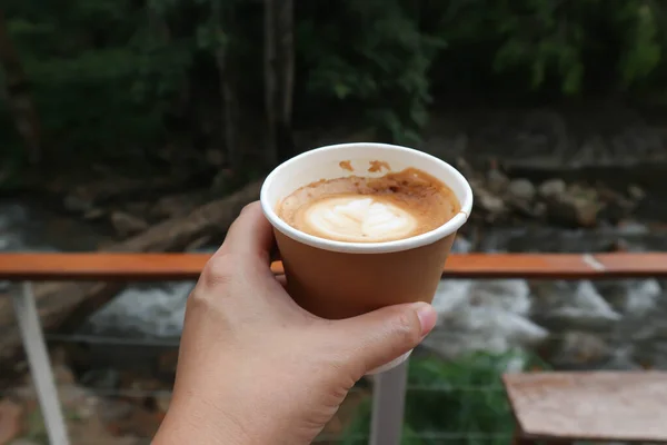 Sıcak Kahve Cappuccino Kahve Latte Kahve Servis Için Sade Beyaz — Stok fotoğraf