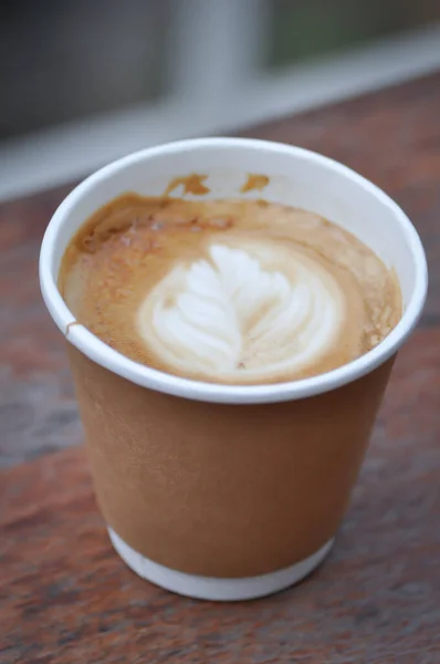 Hot Coffee Hot Cappuccino Coffee Hot Latte Coffee Latte Art — Stock Photo, Image