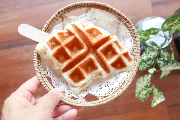 Croffle Waffle Croissant Croissant Francês Pão Francês Para Servir — Fotografia de Stock
