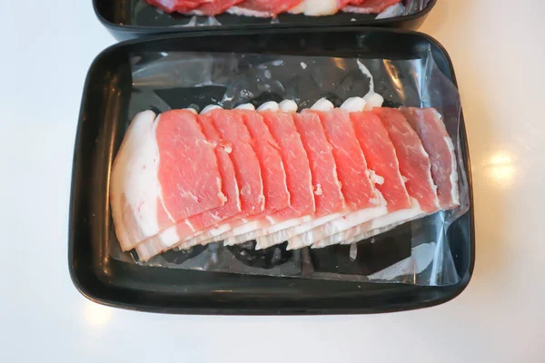 Сырая Свинина Нарезанная Свинина Говядина Мясо Приготовления Пищи — стоковое фото