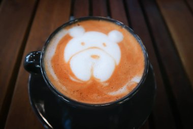 tea or hot tea or milk tea with latte art for serve