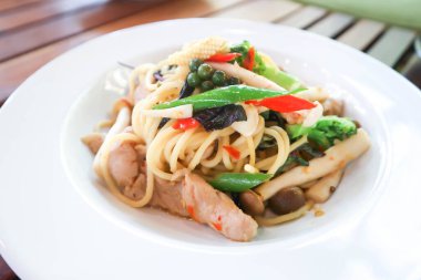 pasta , spaghetti or spicy spaghetti or spicy pasta for serve