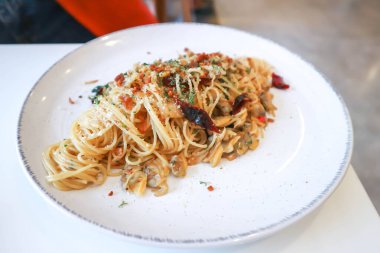 pasta or spicy pasta or spicy spaghetti  ,Spaghettini with Garlic and Dried Chili or dried chili spaghetti for serve