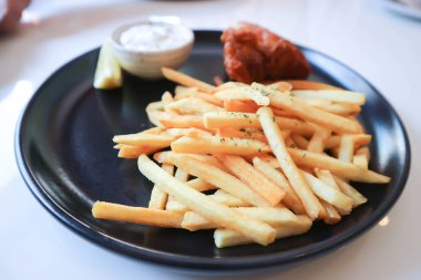 fish and chips or fried fish and French fries for serve