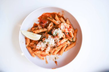 prawn pasta,prawn penne or shrimp pasta or penne prawn with tomato sauce for serve