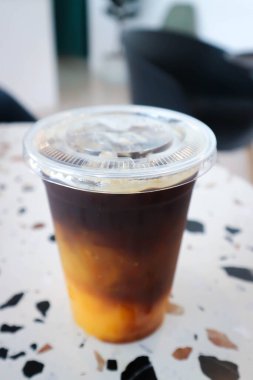 black orange coffee or orange juice and espresso or orange coffee for serve