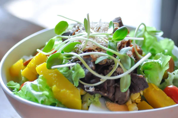 Salada Salada Carne Bovina Salada Carne Bovina Vegetal Salada Mista — Fotografia de Stock