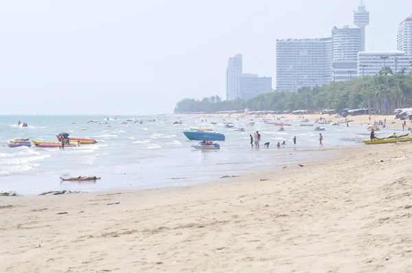 Plaża Morze Budynek Lub Morze Tło Miasta Lub Pattaya Tajlandia — Zdjęcie stockowe