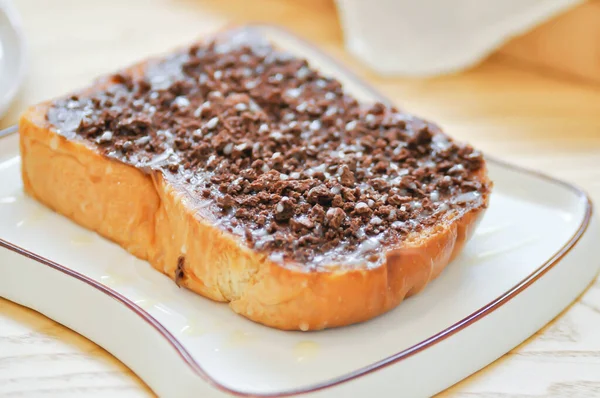 Тост Або Хліб Шоколадом Згущеним Молоком — стокове фото