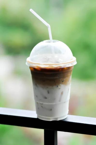 Iced Coffee Iced Latte Coffee Iced Cappuccino Coffee Plastic Glass — Stock Photo, Image