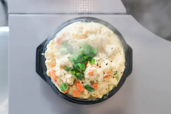 steamed egg with green onion and carrot , Korean steamed egg for serve