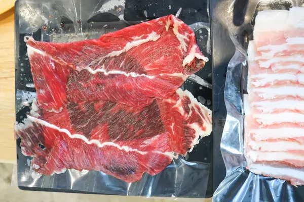 raw beef , sliced beef or beef for cook and sliced pork