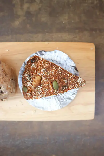 stock image cake ,banana cake or whole grain cake and whole wheat bread or sourdough bread in the tray