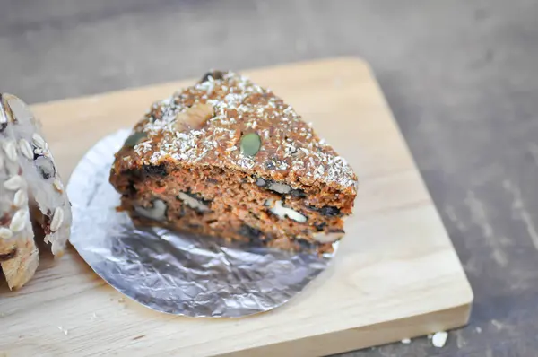 stock image cake ,banana cake or whole grain cake and whole wheat bread or sourdough bread in the tray