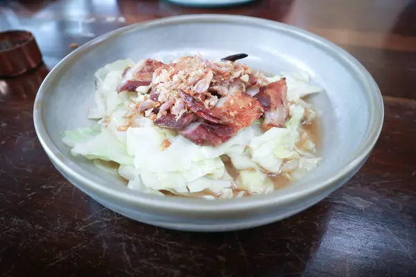 stock image stir fried cabbage or stir fried vegetable with pork and garlic for serve