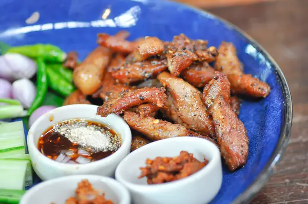 stock image fried pork, pork or deep fried pork with dip