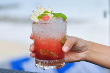 mojito , pink lady or ginsling cocktail for serve clipart