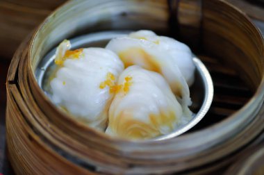 Har gow, Çin buğulanmış hamur köftesi ya da buharda pişmiş top ya da Dim Sum ya da Çin mantısı ya da ha gow ya da ha koa ya da hau kau